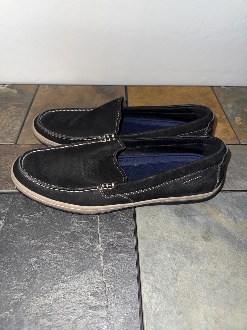 Cole Haan Black Slip-On Casual Loafers with Tan Sole